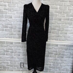 Ivy City Amaya Black Velvet Burnout Dress Midi LBD Whimsygoth Dark Romantic S